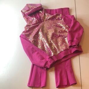 FLAPDOODLES 2Pcs Barbie Pink Sequin Hooded Top & Pants Set Girls size 6 EUC